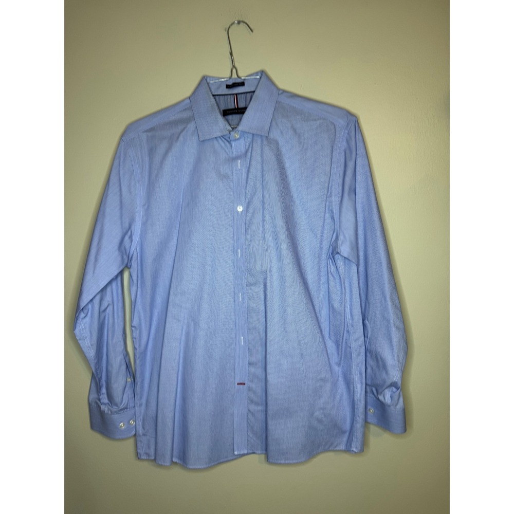 Tommy Hilfiger Slim Fit Dress‎ Shirt Blue Stripe 16.5 32/33